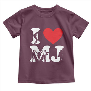 I Heart MJ Dance Silhouette Tribute Toddler T Shirt Iconic Pop Culture Famous Dance Poses for Music Legend Fans TS02 Maroon Print Your Wear