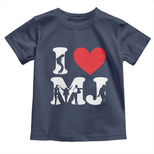 I Heart MJ Dance Silhouette Tribute Toddler T Shirt Iconic Pop Culture Famous Dance Poses for Music Legend Fans TS02 Navy Print Your Wear