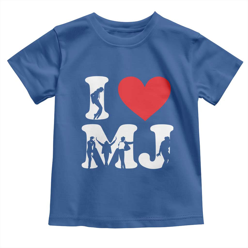 I Heart MJ Dance Silhouette Tribute Toddler T Shirt Iconic Pop Culture Famous Dance Poses for Music Legend Fans TS02 Royal Blue Print Your Wear