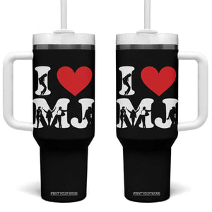 I Heart MJ Dance Silhouette Tribute Tumbler With Handle Iconic Pop Culture Famous Dance Poses for Music Legend Fans TS02 One Size: 40 oz Black Print Your Wear