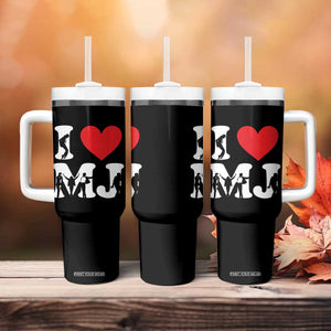 I Heart MJ Dance Silhouette Tribute Tumbler With Handle Iconic Pop Culture Famous Dance Poses for Music Legend Fans TS02 Print Your Wear
