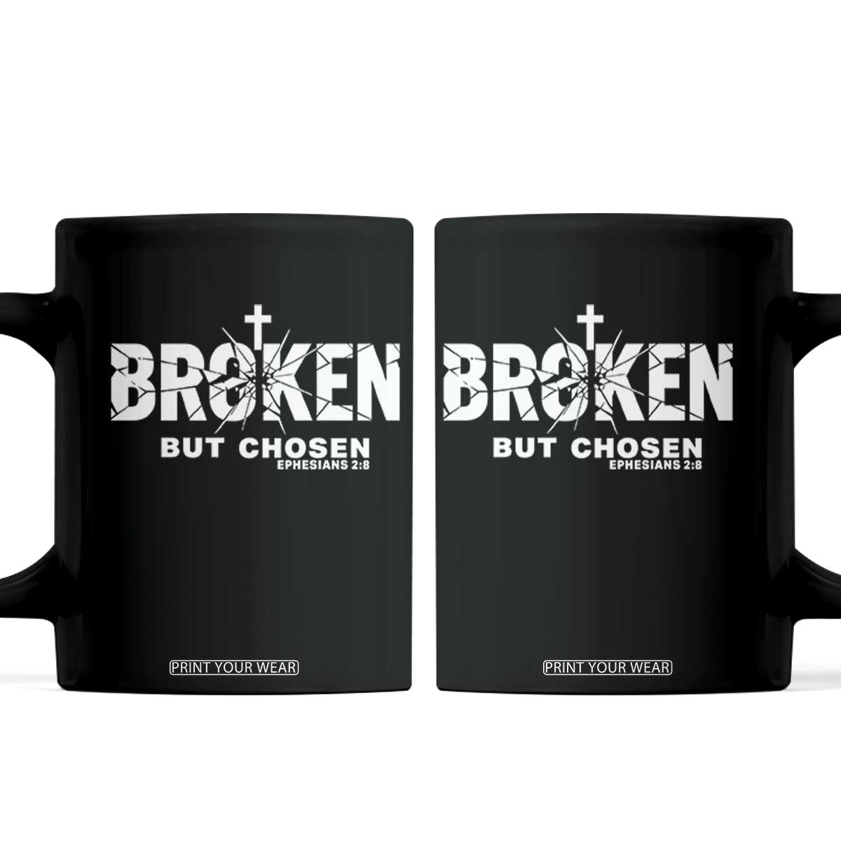 Broken But Chosen Ephesians 2:8 Bible Verse Coffee Mug Christian Faith Grace and Salvation Gift
