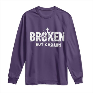 Broken But Chosen Ephesians 2:8 Bible Verse Long Sleeve Shirt Christian Faith Grace and Salvation Gift TS02 Purple Print Your Wear