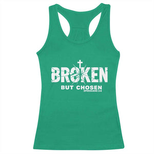 Broken But Chosen Ephesians 2:8 Bible Verse Racerback Tank Top Christian Faith Grace and Salvation Gift