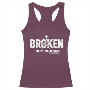 Broken But Chosen Ephesians 2:8 Bible Verse Racerback Tank Top Christian Faith Grace and Salvation Gift