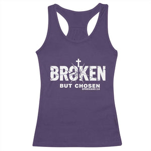 Broken But Chosen Ephesians 2:8 Bible Verse Racerback Tank Top Christian Faith Grace and Salvation Gift