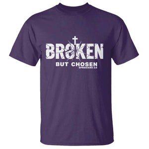 Broken But Chosen Ephesians 2:8 Bible Verse T Shirt Christian Faith Grace and Salvation Gift TS02 Purple Print Your Wear