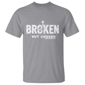 Broken But Chosen Ephesians 2:8 Bible Verse T Shirt Christian Faith Grace and Salvation Gift TS02 Sport Gray Print Your Wear