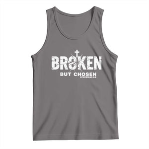 Broken But Chosen Ephesians 2:8 Bible Verse Tank Top Christian Faith Grace and Salvation Gift TS02 Deep Heather Print Your Wear