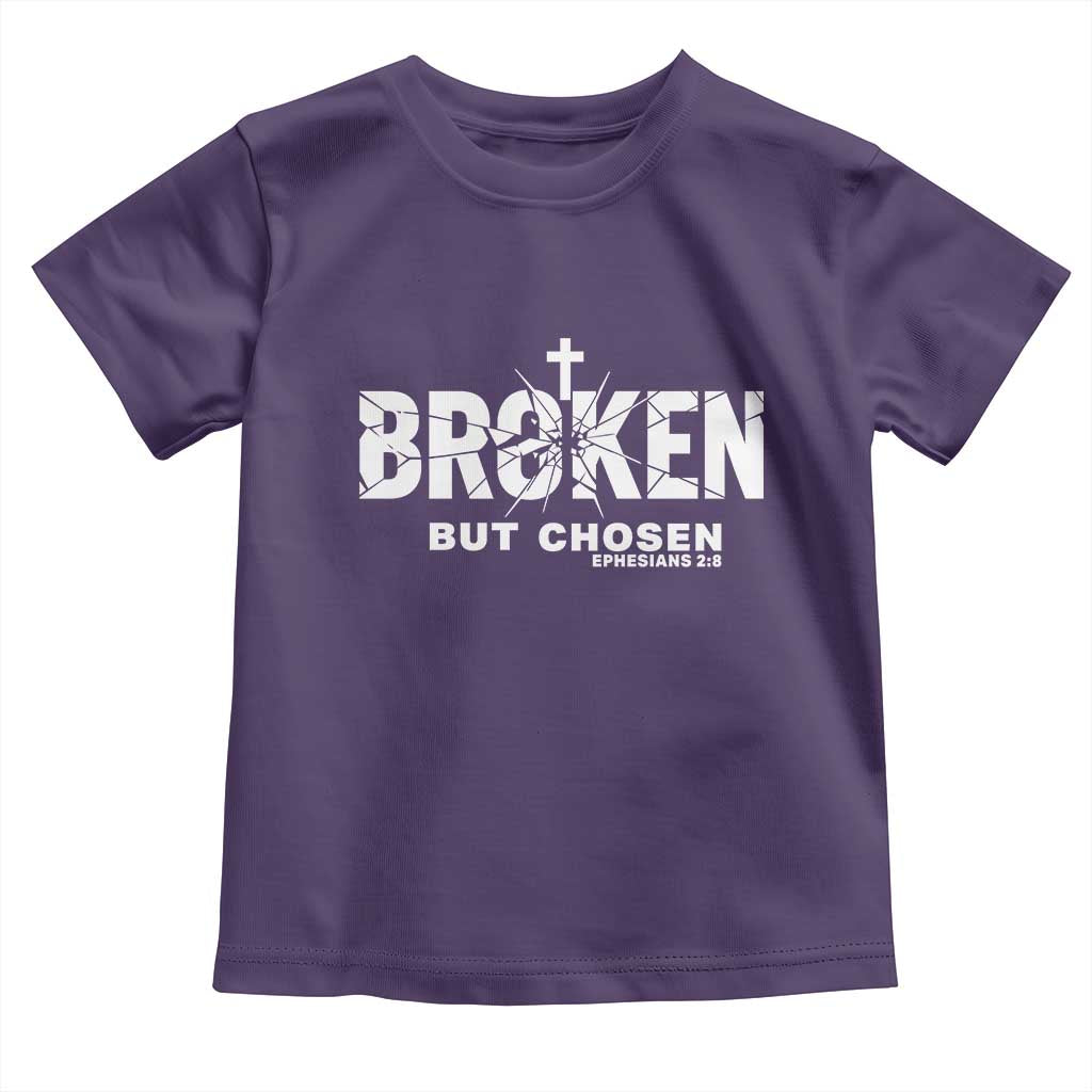 Broken But Chosen Ephesians 2:8 Bible Verse Toddler T Shirt Christian Faith Grace and Salvation Gift TS02 Purple Print Your Wear