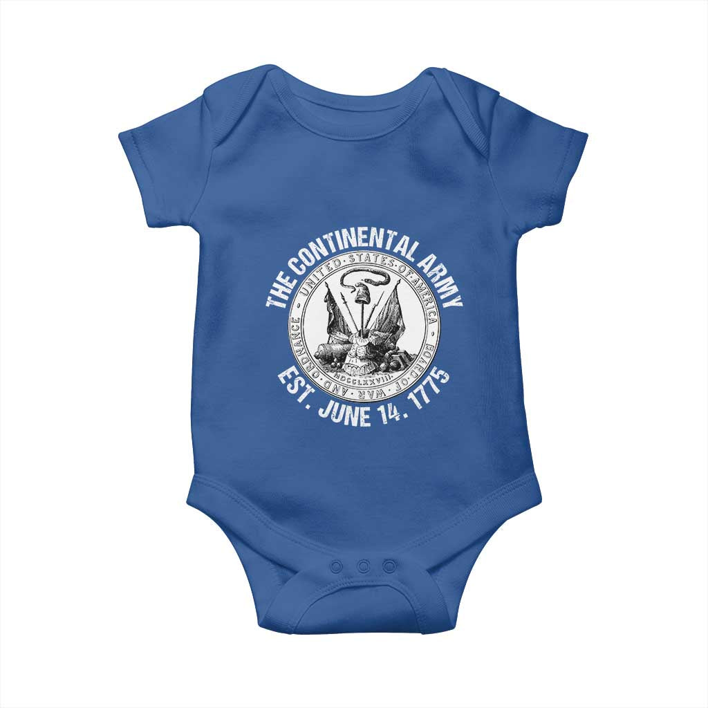 The Continental Army Est 1775 Baby Onesie Patriotic US Military History Graphic