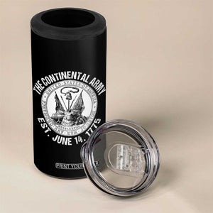 The Continental Army Est 1775 4 in 1 Can Cooler Tumbler Patriotic US Military History Graphic