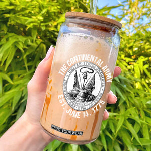 The Continental Army Est 1775 Glass Can Patriotic US Military History Graphic