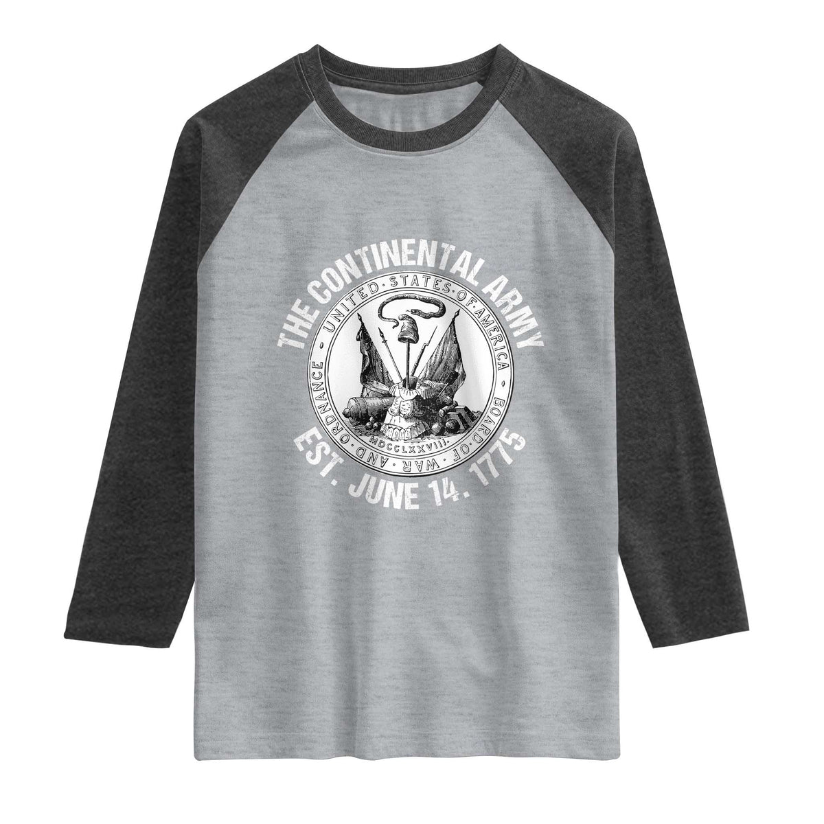 The Continental Army Est 1775 Raglan Shirt Patriotic US Military History Graphic