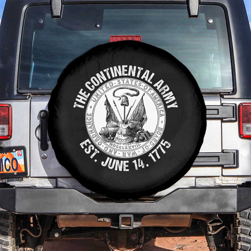 The Continental Army Est 1775 Spare Tire Cover Patriotic US Military History Graphic TS02 No hole Black Print Your Wear