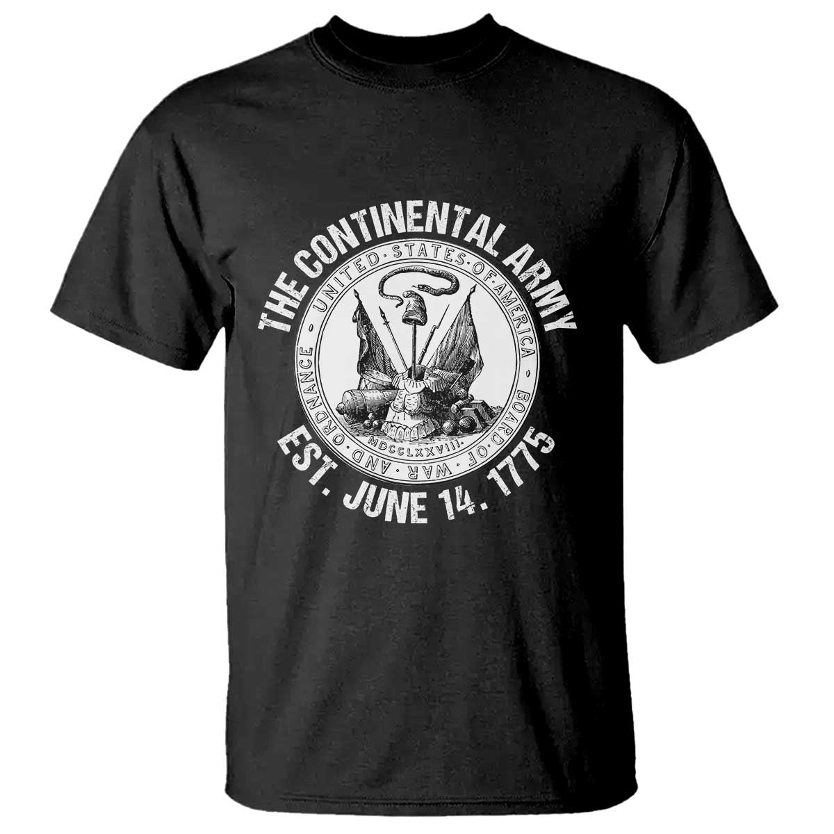 The Continental Army Est 1775 T Shirt Patriotic US Military History Graphic