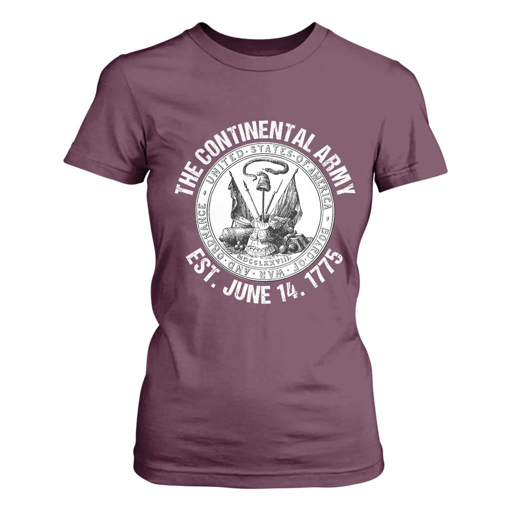 The Continental Army Est 1775 T Shirt For Women Patriotic US Military History Graphic