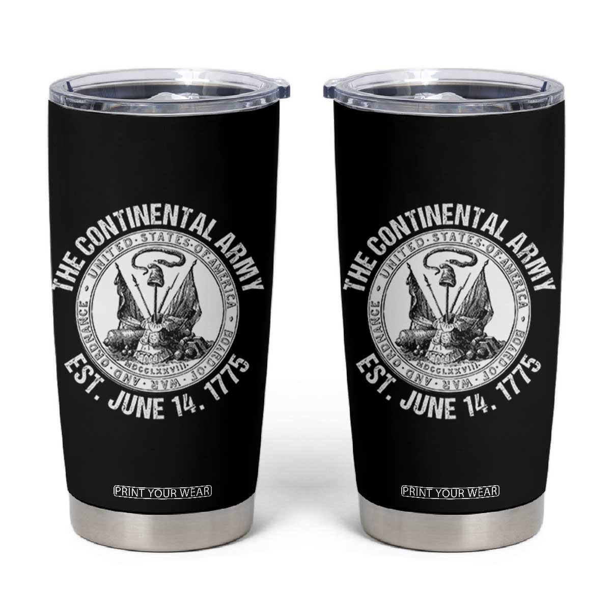 The Continental Army Est 1775 Tumbler Cup Patriotic US Military History Graphic
