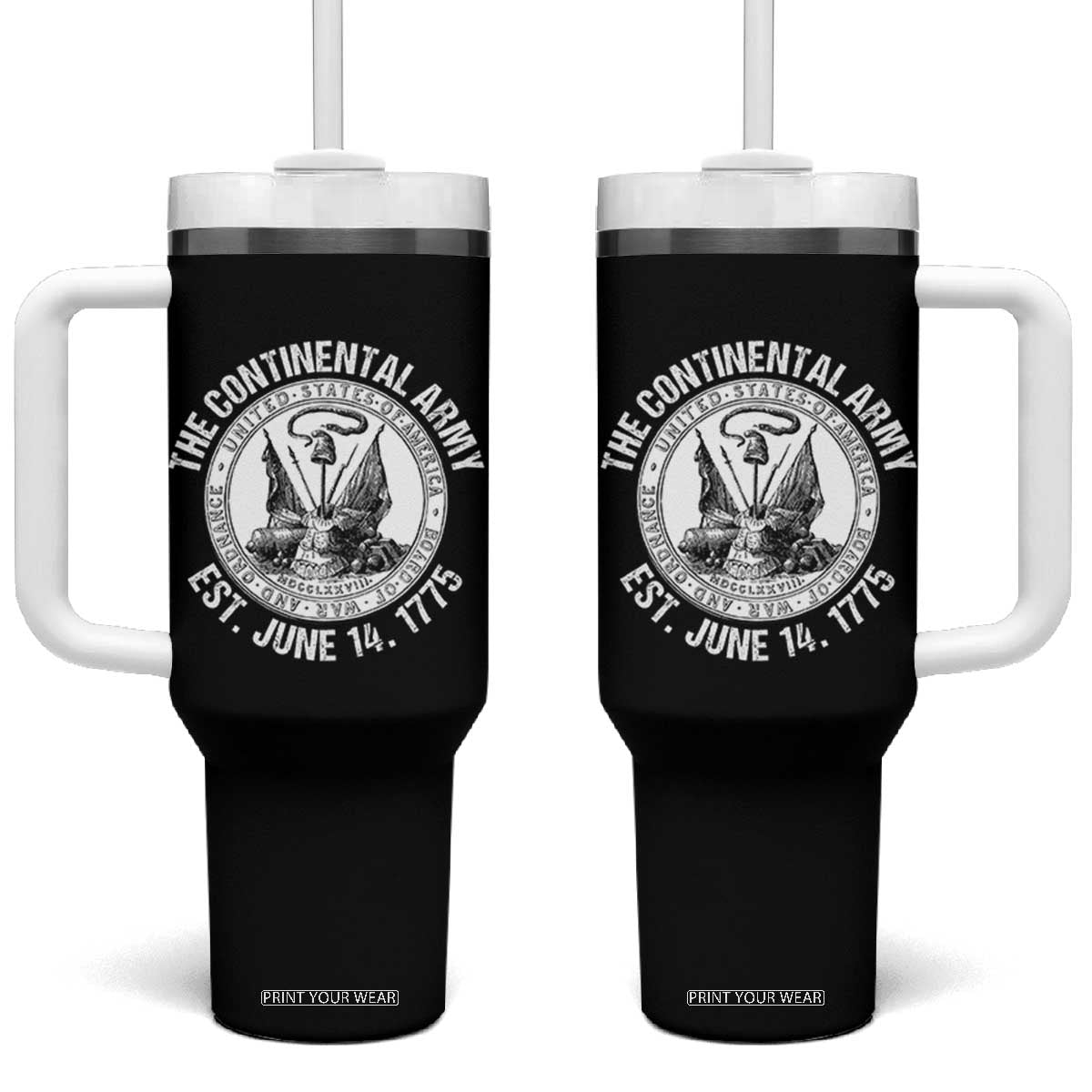 The Continental Army Est 1775 Tumbler With Handle Patriotic US Military History Graphic