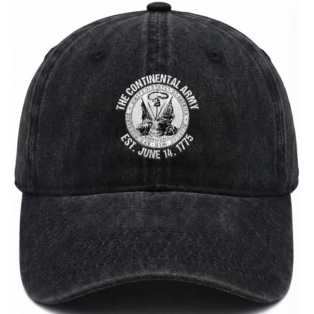 The Continental Army Est 1775 Washed Cotton Baseball Cap Patriotic US Military History Graphic TS02 Print Your Wear