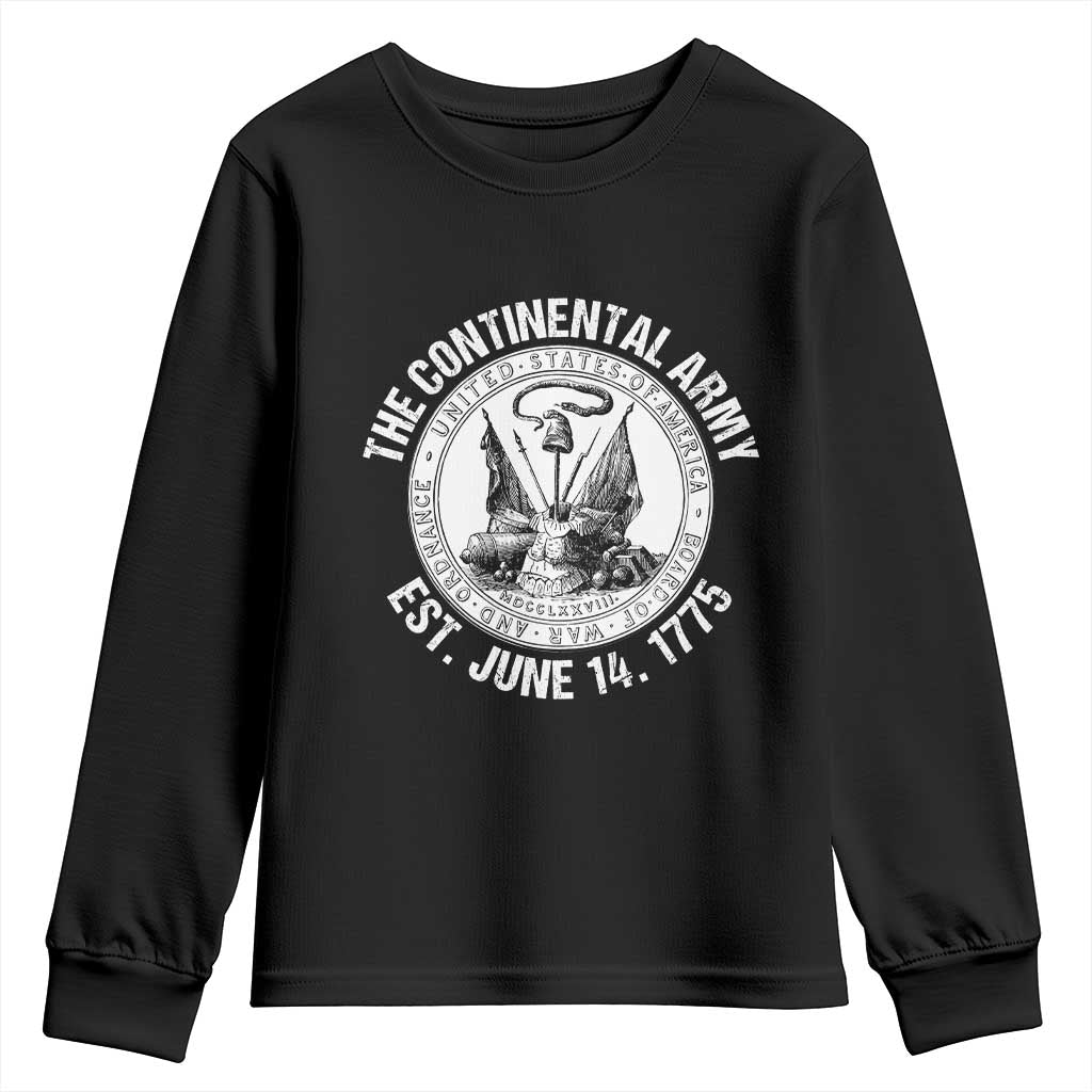 The Continental Army Est 1775 Youth Sweatshirt Patriotic US Military History Graphic TS02 Black Print Your Wear