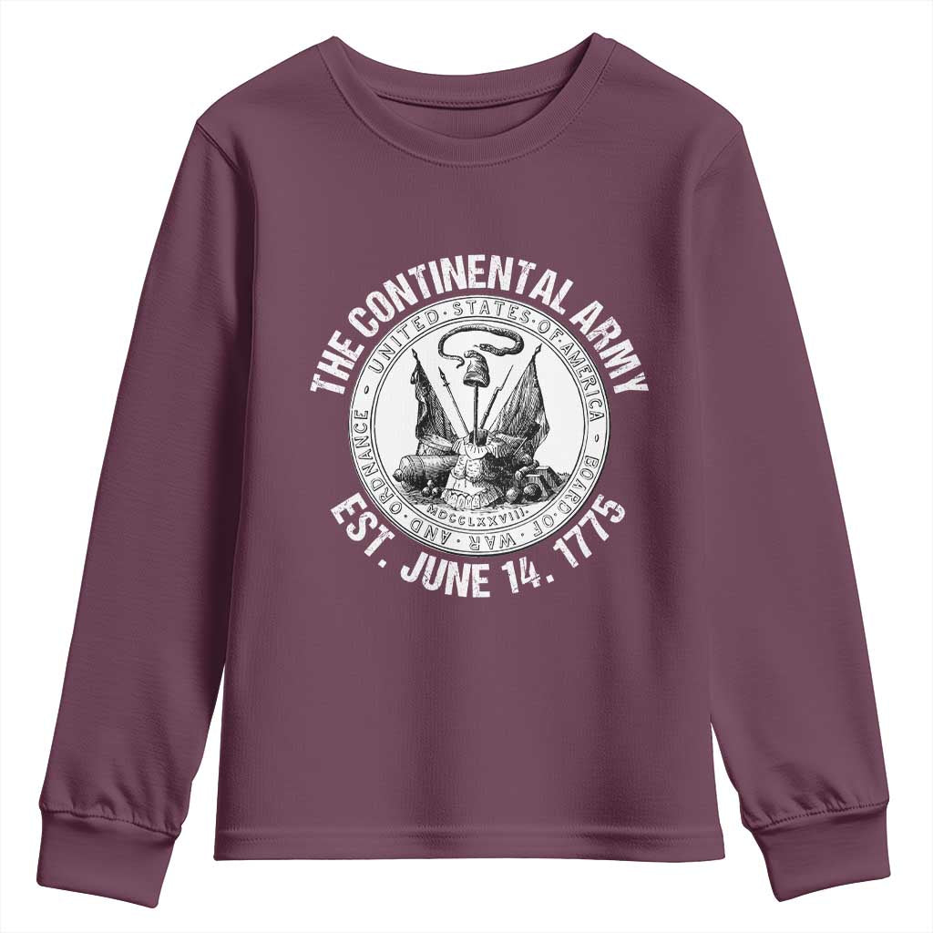The Continental Army Est 1775 Youth Sweatshirt Patriotic US Military History Graphic