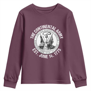 The Continental Army Est 1775 Youth Sweatshirt Patriotic US Military History Graphic