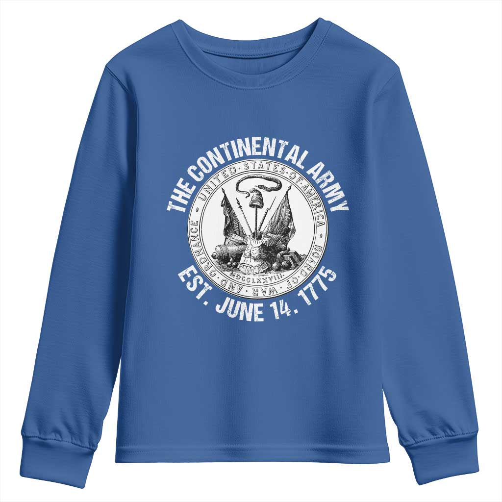 The Continental Army Est 1775 Youth Sweatshirt Patriotic US Military History Graphic