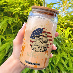 Funny Boston Tea Party Glass Can I Came To Spill Tea And Start A Revolution Retro Graphic