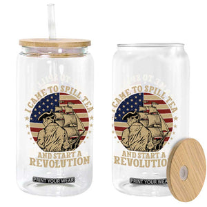 Funny Boston Tea Party Glass Can I Came To Spill Tea And Start A Revolution Retro Graphic