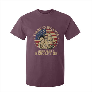 Funny Boston Tea Party T Shirt For Kid I Came To Spill Tea And Start A Revolution Retro Graphic