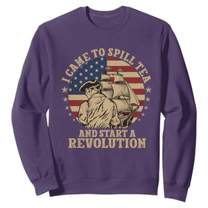 Funny Boston Tea Party Sweatshirt I Came To Spill Tea And Start A Revolution Retro Graphic
