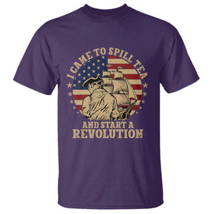 Funny Boston Tea Party T Shirt I Came To Spill Tea And Start A Revolution Retro Graphic
