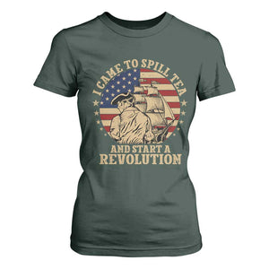 Funny Boston Tea Party T Shirt For Women I Came To Spill Tea And Start A Revolution Retro Graphic