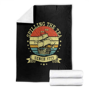 Spilling The Tea Since 1773 Throw Blanket Retro Sunset Boston Tea Party History