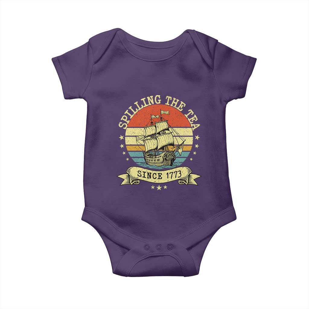 Spilling The Tea Since 1773 Baby Onesie Retro Sunset Boston Tea Party History