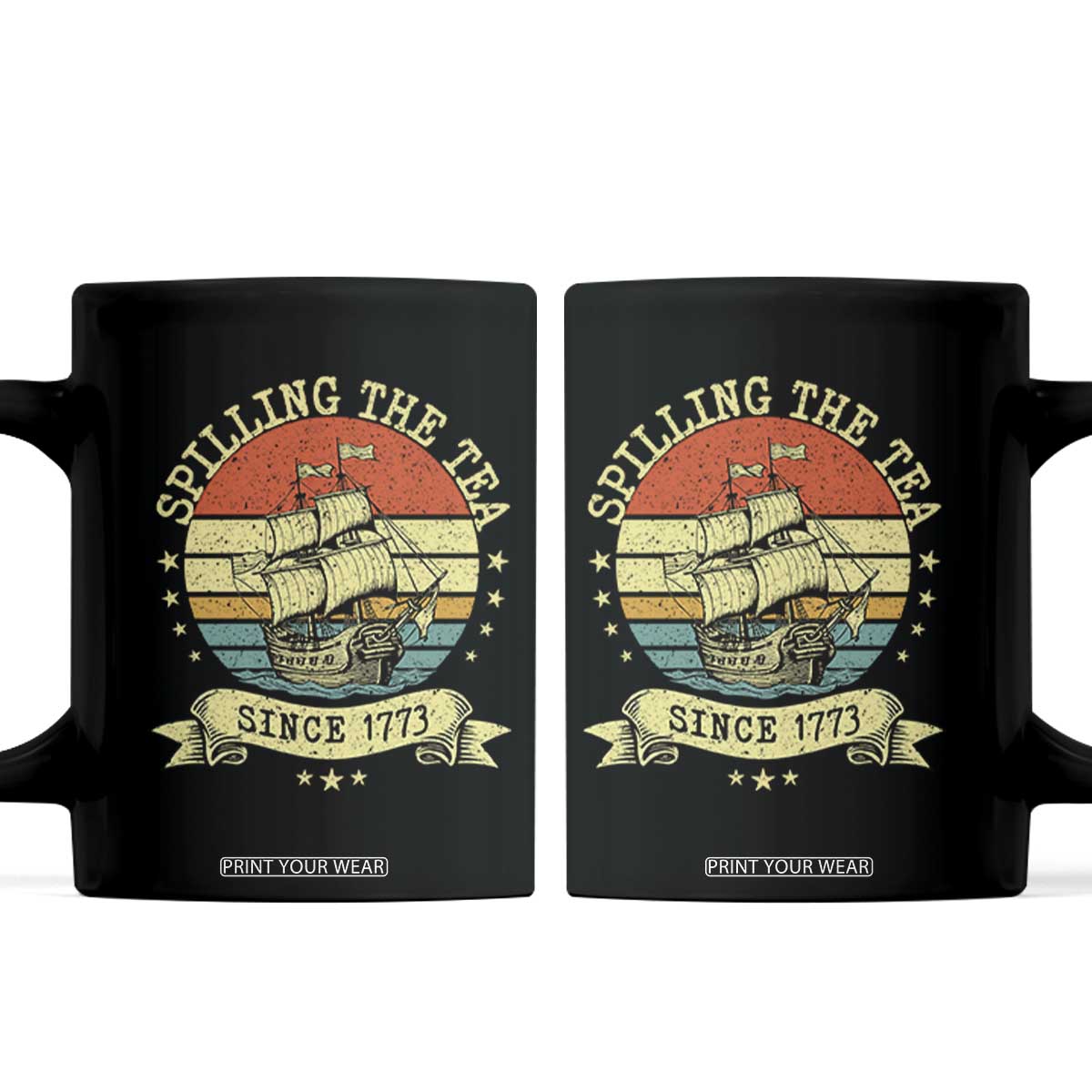 Spilling The Tea Since 1773 Coffee Mug Retro Sunset Boston Tea Party History