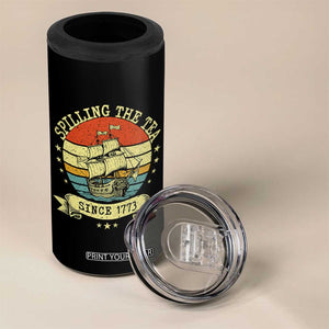 Spilling The Tea Since 1773 4 in 1 Can Cooler Tumbler Retro Sunset Boston Tea Party History