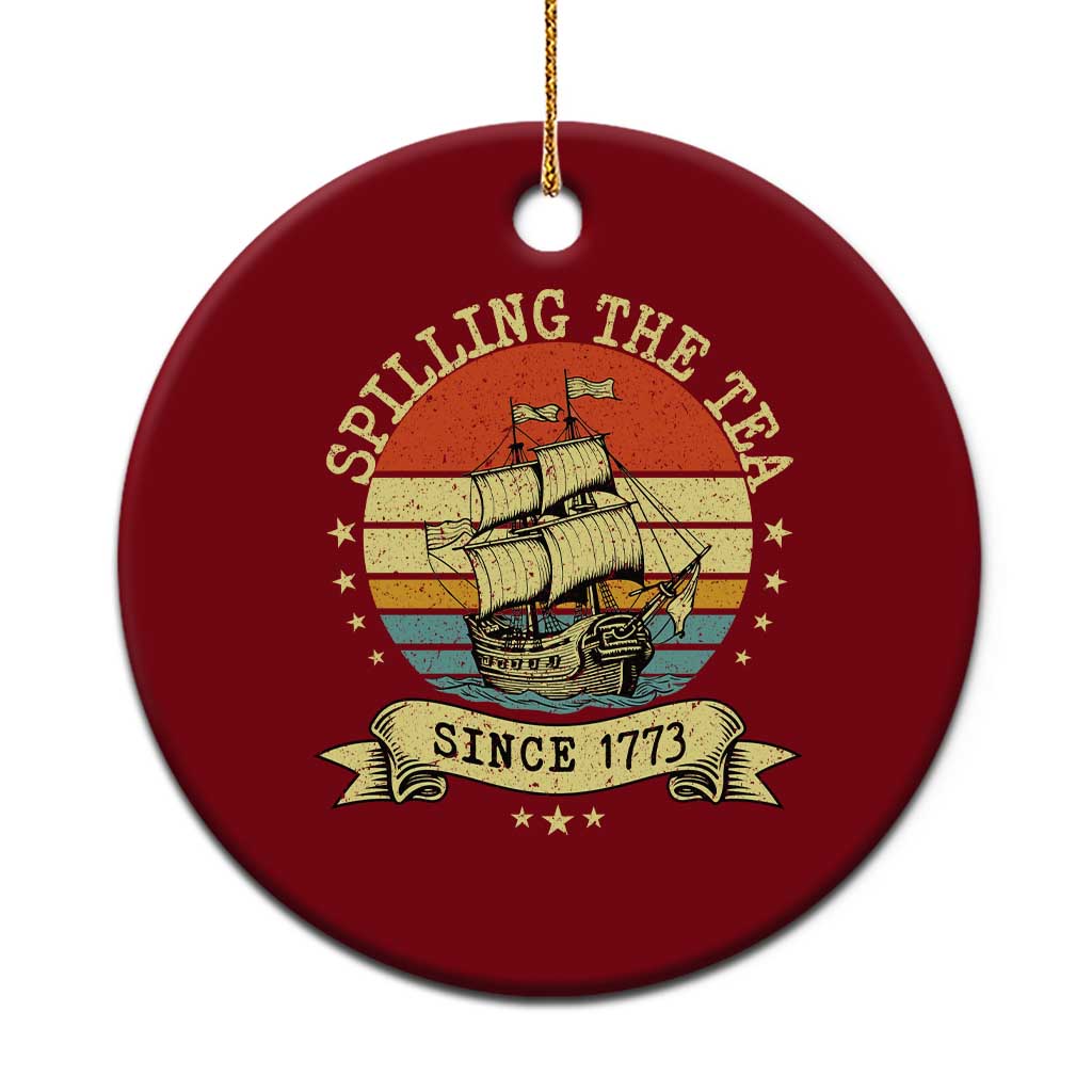 Spilling The Tea Since 1773 Ceramic Ornament Retro Sunset Boston Tea Party History