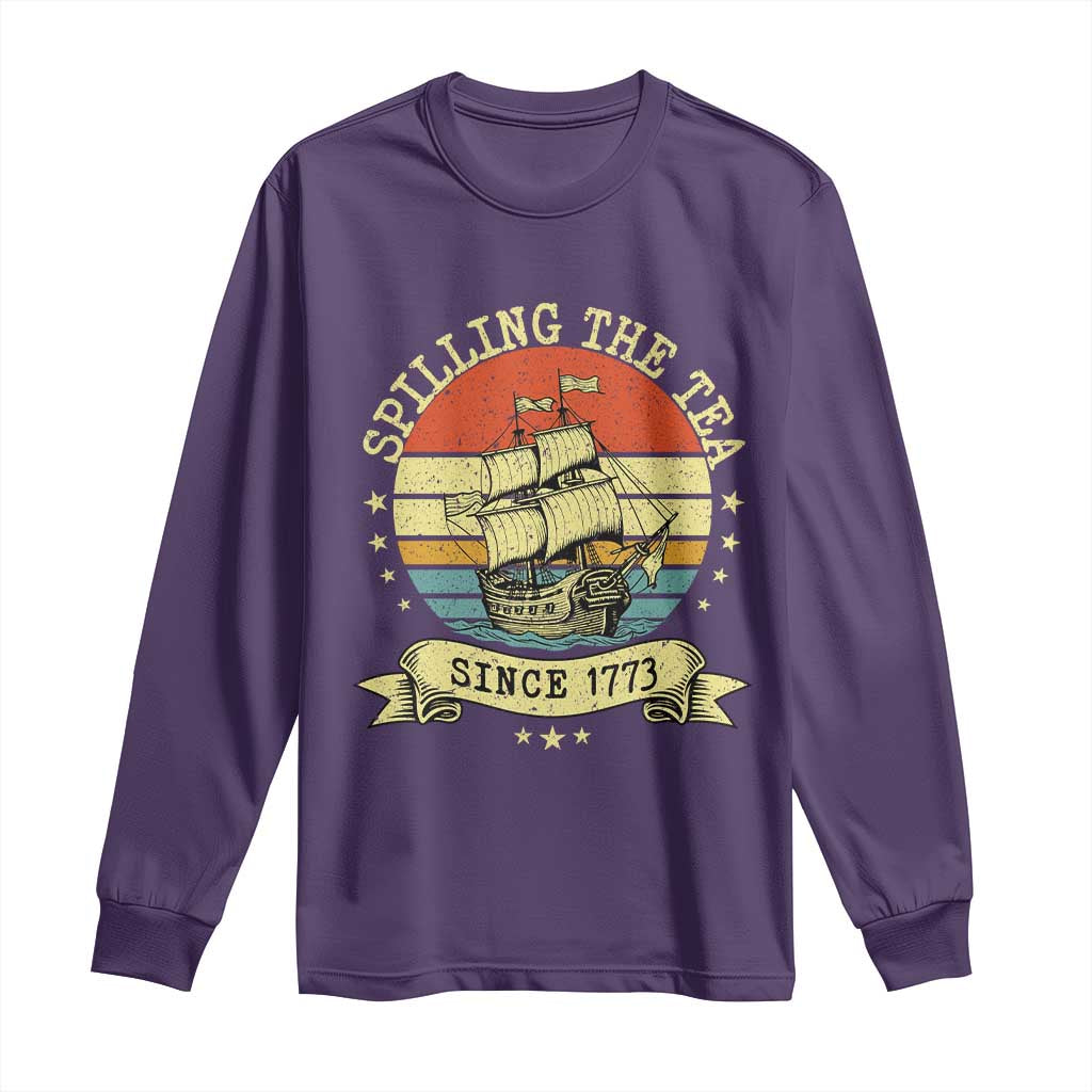 Spilling The Tea Since 1773 Long Sleeve Shirt Retro Sunset Boston Tea Party History