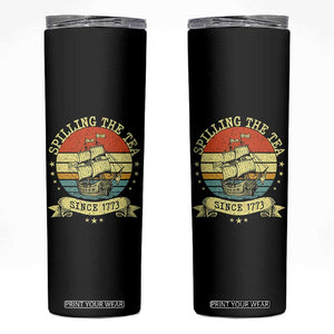 Spilling The Tea Since 1773 Skinny Tumbler Retro Sunset Boston Tea Party History