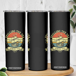 Spilling The Tea Since 1773 Skinny Tumbler Retro Sunset Boston Tea Party History