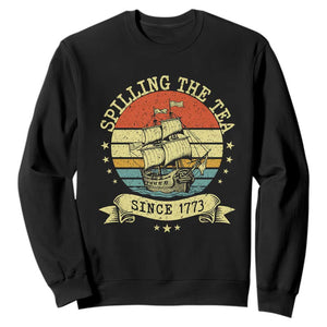 Spilling The Tea Since 1773 Sweatshirt Retro Sunset Boston Tea Party History