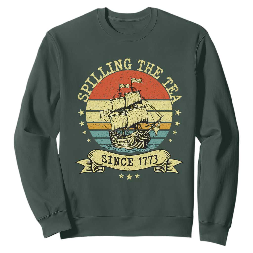 Spilling The Tea Since 1773 Sweatshirt Retro Sunset Boston Tea Party History