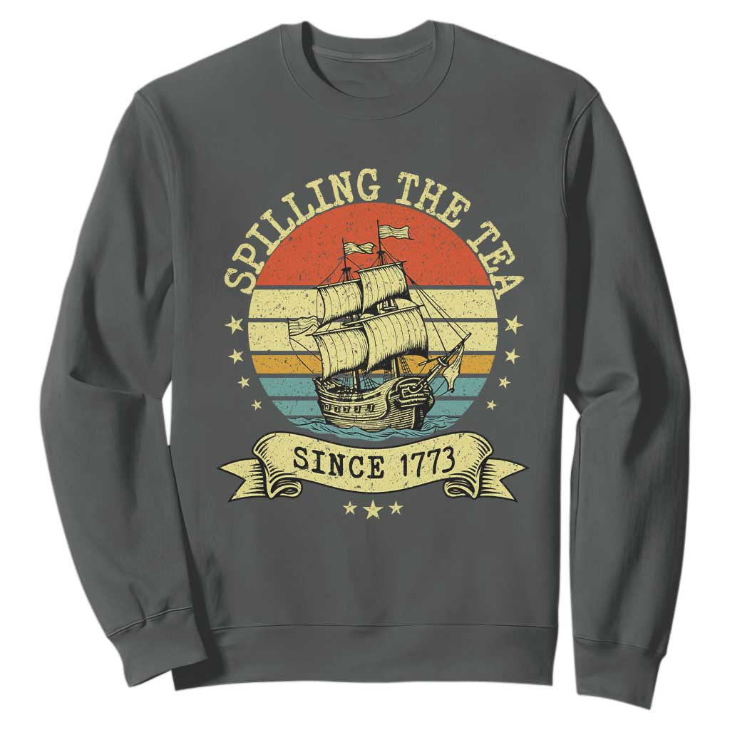 Spilling The Tea Since 1773 Sweatshirt Retro Sunset Boston Tea Party History