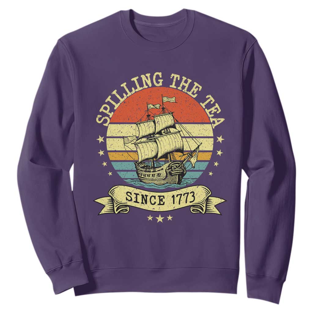 Spilling The Tea Since 1773 Sweatshirt Retro Sunset Boston Tea Party History