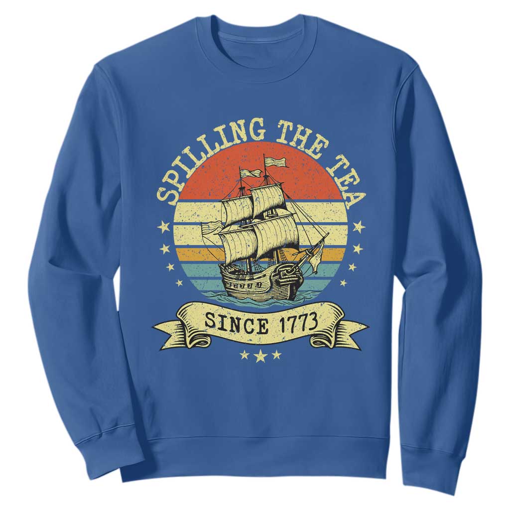 Spilling The Tea Since 1773 Sweatshirt Retro Sunset Boston Tea Party History