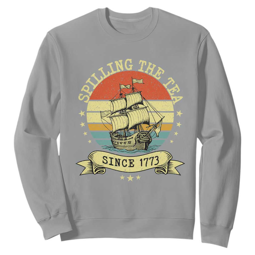 Spilling The Tea Since 1773 Sweatshirt Retro Sunset Boston Tea Party History