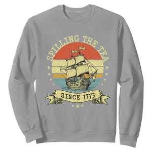 Spilling The Tea Since 1773 Sweatshirt Retro Sunset Boston Tea Party History