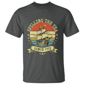 Spilling The Tea Since 1773 T Shirt Retro Sunset Boston Tea Party History